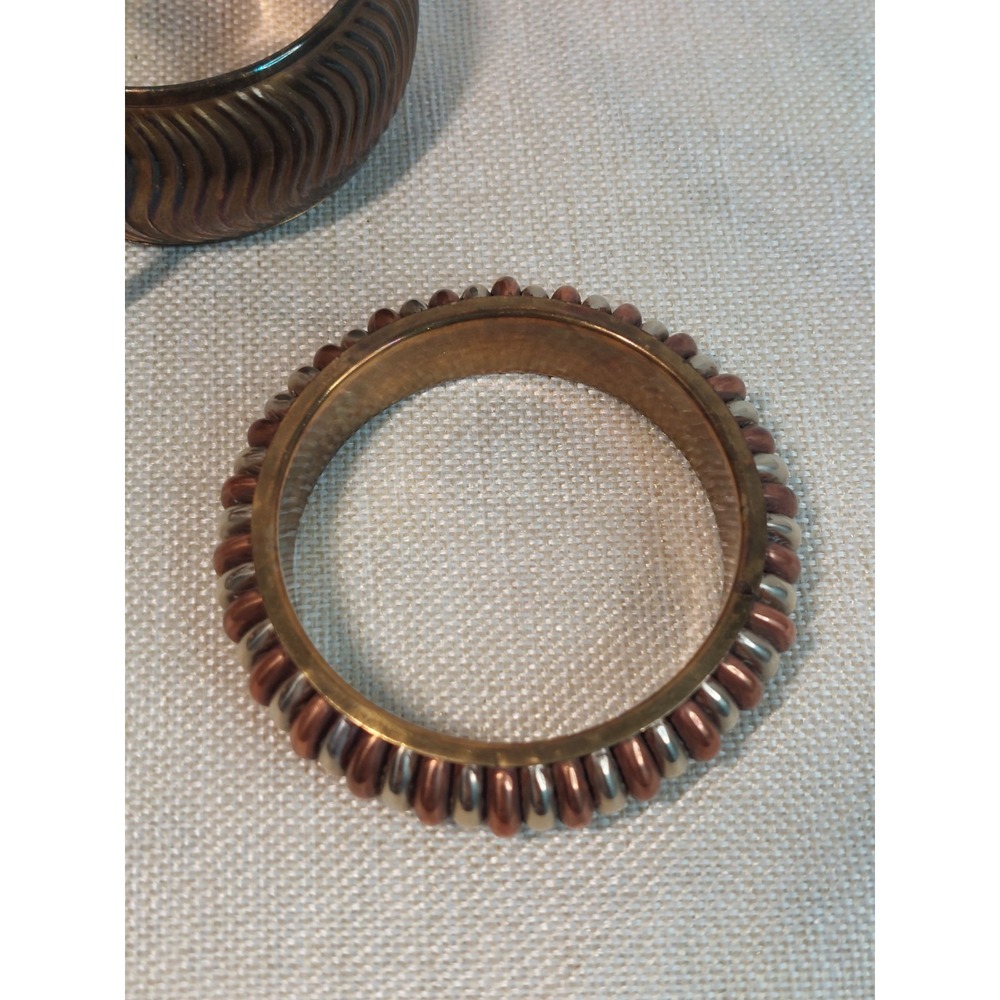 Vintage 1970s Bangle Bracelet Lot Stack Copper Brass Bohemian Coastal Cowgirl - Picture 7 of 16